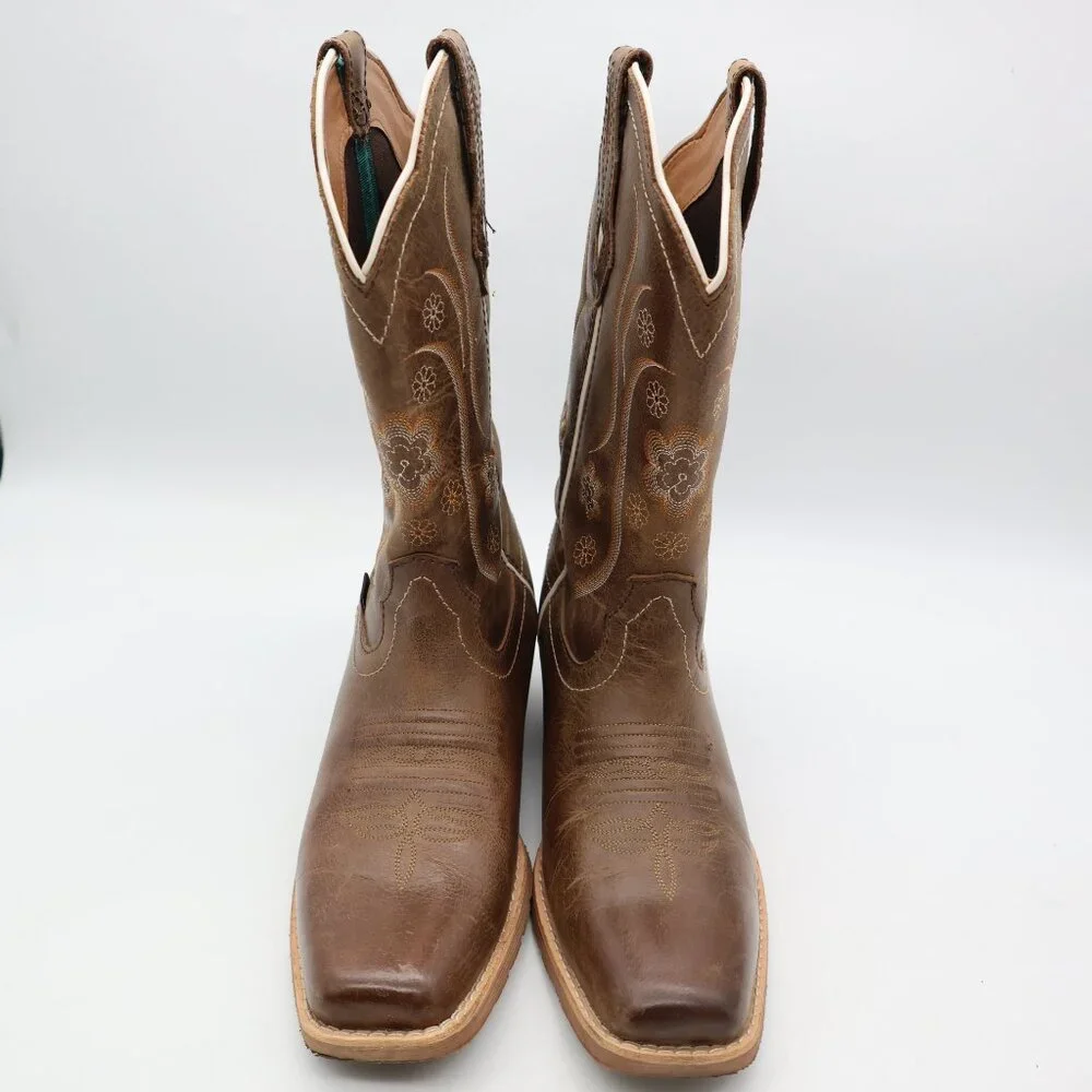 Justin Gypsy Women’s Size 10 B Cowgirl Western Boot Brown Leather Pull On - Picture 2 of 9